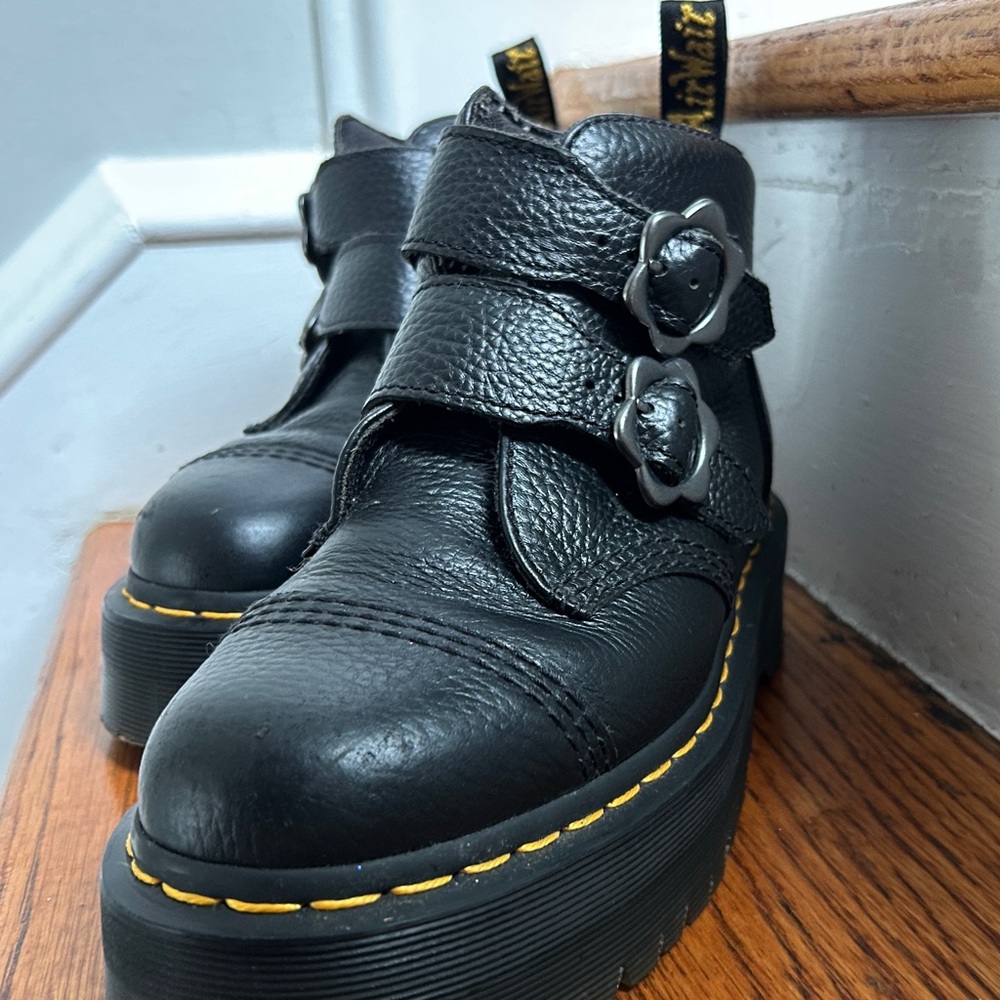 Dr. Martens Devin Flower Black Leather Boots